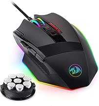 M801 Gaming Mouse, RGB PC Gaming Mouse MMO with 9 Programmable Buttons Macro Recording, 16000 DPI, Fire Button for Gaming Windows Computer - Wired, Black