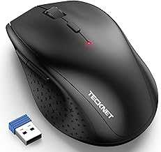 TECKNET Wireless Mouse, 2.4G USB Computer Mouse with 6-Level Adjustable 4800 DPI, 30 Months Battery, Ergonomic Grips, 6 Buttons Portable for PC, Chromebook, Mac - Black