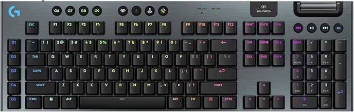 Logitech G915 X Lightspeed Low-Profile Wireless Gaming Keyboard, Double-Shot PBT Keycaps, Fully Programmable Keys, RGB Backlighting, Sleek Aluminum Finishing, GL Blue Clicky Switches - PC/Mac