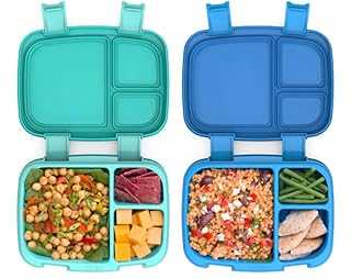 Fresh (Blue/Green 2 PACK) - New & Improved Leak-Proof, Versatile 4-Compartment Bento-Style Lunch Box