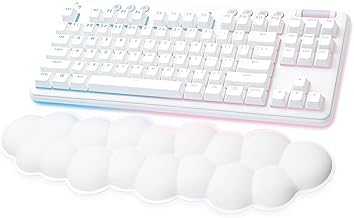 Logitech G715 Wireless Mechanical Gaming Keyboard with LIGHTSYNC RGB, LIGHTSPEED, Tactile Switches (GX Brown), and Keyboard Palm Rest, PC/Mac Compatible - White Mist