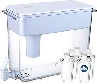 30-Cup Water Filter Pitcher & 5 Filters & Electronic Filter Change Reminder: Compatible w/Large Brita Water Pitcher Large Brita Water Dispenser, Brita Dispenser, Brita Ultramax & Brita Pitcher