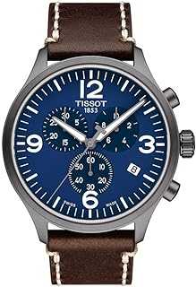 mens Tissot Chrono XL 316L stainless steel case with grey PVD coating Quartz Watch, Brown, Leather, 22 (T1166173604700)