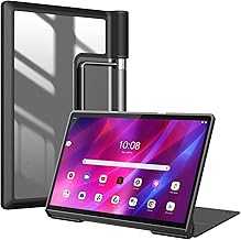 Hybrid Folio Case for Lenovo Yoga Tab 13 2021, Shockproof Cover with Clear Transparent Back Shell for Lenovo Yoga Tab 13 (YT-K606F) 13" Tablet, Black