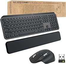 MX Keys Combo for Business | Gen 2, Full Size Wireless Keyboard and Wireless Mouse, with Keyboard Palm Rest, Bluetooth, Logi Bolt, Quiet Clicks, Windows/Mac/Chrome/Linux - Graphite