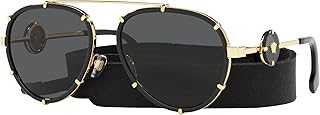 VE 2232 143887 Black Metal Aviator Sunglasses Grey Lens