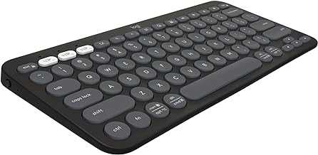 Pebble Keys 2 K380s, Multi-Device Bluetooth Wireless Keyboard with Customizable Shortcuts, Slim and Portable, Easy-Switch for Windows, macOS, iPadOS, Android, Chrome OS - Tonal Graphite