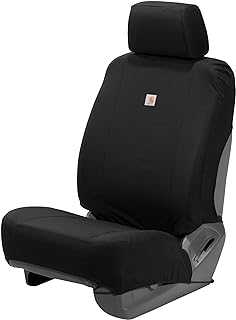 Carhartt Universal Nylon Duck Canvas Fitted Bucket Seat Cover, Durable Seat Protection with Rain Defender, Single, Black