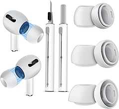 [3 Pairs] Replacement Ear Tips for Airpods Pro and Airpods Pro 2nd Generation with Noise Reduction Hole, 3 in 1 Cleaner Kit for AirPods 1 2 3 Pro/Pro 2 Built-in dust Guard Screen,3 Sizes (S/M/L)-White