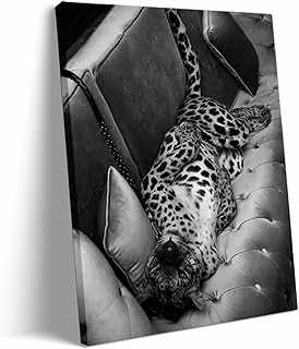 Panther on the Sofa Wall Art - Vintage Black and White Photography Fashion Poster - Trendy Wall Art Cheetah Poster Wall Decor - Bar Cart Decor - Magazine Cover Aesthetic Poster 12x16in Frame wall art