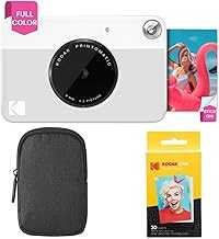 Printomatic Full-Color Instant Print Camera Starter Bundle + Carrying Case + Zink 20pk Photo Paper - Colorful Photos On 2x3 Sticky-Back Paper - Fun Gift for Birthday Christmas Holiday - Grey