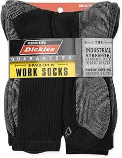 Genuine Mens 5-Pair Crew Work Socks