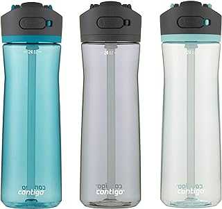 Ashland 2.0 Leak-Proof & Dishwasher-Safe Water Bottle, Lid Locked & Angled Straw Feature, Interchangeable Lid, 24oz 3-Pack, Colors: Juniper/Sake/Bubble Tea