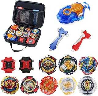 Bey Burst Gyro Toy Set Great Birthday Gift for Boys Children Kids 6 8+ Metal Fusion Attack Top Grip Blade Set with Battling Game Storage Box 8 Top Burst Gyros 3 Two-Way Launcher 2 Handles