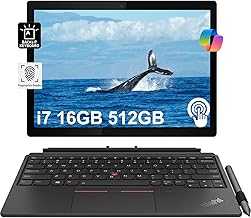 ThinkPad X12 Tablet w/Detachable Keyboard (12.3" FHD+ Touchscreen, Intel Core i7-1160G7, 16GB RAM, 512GB SSD, Active Pen) 2-in-1 Laptop, 5MP IR Webcam, Fingerprint, Backlit, Win 11 Pro, Black