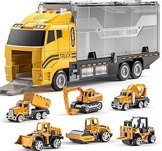 Toddler Toys for 3 4 5 6 Years Old Boys, Die-cast Construction Toys Car Carrier Vehicle Toy Set w/Play Mat, Kids Toys Truck Alloy Metal Car Toys Set for Age 3-9 Toddlers Kids Boys & Girls