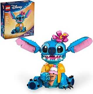 Disney Stitch Toy Building Kit, Disney Toy for 9 Year Old Kids, Buildable Figure with Ice Cream Cone, Fun Disney Gift for Girls, Boys and Lovers of The Hit Movie Lilo and Stitch, 43249