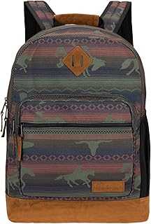 Yellowstone Western-Style Backpack Coated Canvas Water Resistant Casual Daypack for Travel, Class, Everyday Use with Padded Laptop Notebook Sleeve (Motif Stripe)