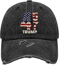 Generic Trump 2024 45 47 Hats for Women Washed Distressed Baseball Caps Vintage Washed Running Hats, Allblack