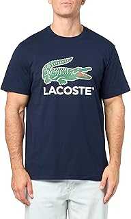 Mens Regular Fit Short Sleeve Crew Neck Tee Shirt W Large Croc and Lacoste Graphic on the Front of the Chest