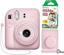 Fujifilm Instax Mini 12 Instant Camera Blossom Pink + Minimate Custom Case + Fuji Instax Film 20 Sheets Twin Pack