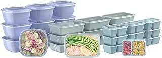 Prep 60-Piece Variety Meal Prep Kit - Reusable Food Containers 1-Compartment Trays, Prep Bowls, & Snack Boxes for Healthy Eating - Microwave, Freezer, & Dishwasher Safe (Floral Pastels)