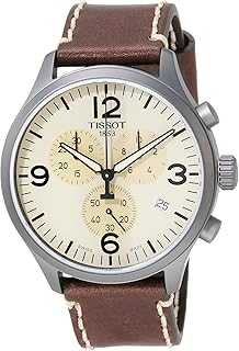 Mens Chrono XL 316L Stainless Steel case with Grey PVD Coating Quartz Watch, Brown, Leather, 22 (T1166173626700)