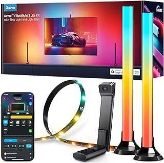 TV Backlight 3 Lite Kit, 11.8ft RGBICW Wi-Fi TV LED Strip Lights for 55-65in TVs with Camera and 15 Inches Smart Light Bars with 4-in-1 Light Beads - Works with Alexa & Google Home