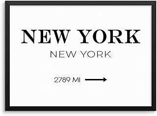 New York City Miles Art Print NYC Sign Travel Wall Poster 11x14 UNFRAMED Minimalist Trendy Fashion Glam Artwork for Bedroom Living Room or Home Office (11"x14" NYC)