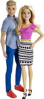 & Ken Doll Set, 2-Pack of Fashion Dolls Featuring Removable Clothes Including Denim Button Down & Pink Blouse (Amazon Exclusive)