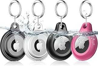 4 Pack Airtag Holder Air Tag Case with Keychain, Waterproof Shockproof & Dustproof Airtags Key Chain for Apple Air Tags, Airtag Accessories for Item Finders Case for Pets,Kids,Luggages,Key