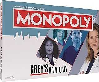 Monopoly: Grey's Anatomy Board Game | Featuring Ferry Boat, Clipboard, Scrub Top, and More | Buy, Sell, Trade Iconic Doctors from Miranda Bailey to Meredith Grey | Officially Licensed Collectible