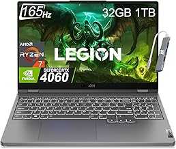 Legion 5 Gaming Laptop (15.6" 2K 165Hz, AMD Ryzen 7 7735HS, GeForce RTX 4060 8GB, 32GB DDR5 RAM, 1TB SSD, (8 Core Beat i7-12700H)) Backlit, Wi-Fi 6, IST Cable, Win 11 Home, 2024, Storm Grey