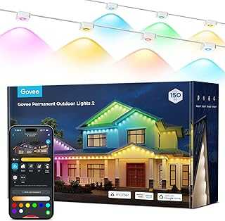 Permanent Outdoor Lights 2, 150ft RGBIC Outdoor Lights with 108 LED Lights, IP67 Waterproof, 100 Scene Modes with 40lm White for Christmas Decorations, Works with Alexa, Google Assistant, White