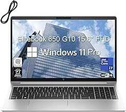 Elitebook 650 G10 15.6" FHD Business Laptop Computer, 13th Gen Intel 10-Core i7-1355U, 64GB DDR4 RAM, 4TB PCIe SSD, WiFi 6E, BT 5.3, Backlit KB, Fingerprint Reader, Windows 11 Pro, AZ-XUT Cable