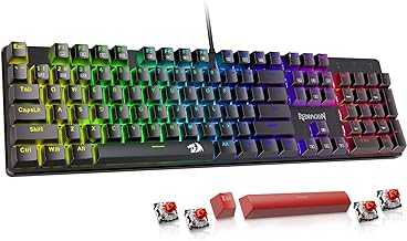 Mechanical Gaming Keyboard, Wired Mechanical Keyboard with 11 Programmable Backlit Modes, Hot-Swappable Red Switch, Anti-Ghosting, Double-Shot PBT Keycaps, Light Up Keyboard for PC Mac