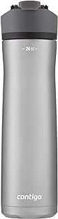 Cortland Chill 2.0 Vacuum-Insulated Stainless Steel Water Bottle, Spill-Proof Sip Technology, Interchangeable Lid, 24oz, Steel/Liorice, Perfect for Fitness, Travel, Everyday Use