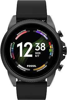 Men's Gen 6 44mm Stainless Steel and Silicone Touchscreen Smart Watch, Color: Black (Model: FTW4061V)