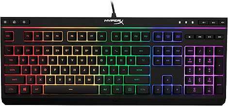 Alloy Core RGB – Membrane Gaming Keyboard, Comfortable Quiet Silent Keys with RGB LED Lighting Effects, Spill Resistant, Dedicated Media Keys, Compatible with Windows 10/8.1/8/7 – Black