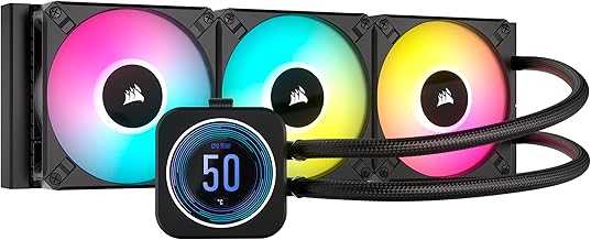 iCUE H150i Elite LCD XT Liquid CPU Cooler - IPS LCD Screen - Three AF120 RGB Elite Fans - 360mm Radiator - Fits Intel® LGA 1700, AMD® AM5, and More - Included iCUE Commander CORE - Black