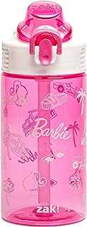 Sage Barbie Water Bottle For School or Travel, 16oz Durable Plastic Water Bottle With Straw, Handle, and Leak-Proof, Pop-Up Spout Cover (Barbie)