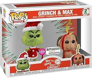 Pop! Books: How The Grinch Stole Christmas - Grinch with Max, 2-Pack (Flocked), Amazon Exclusive