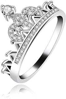 Platinum Plated Crown Royal Ring, Women's Cubic Zirconia Wedding Rings Y1227