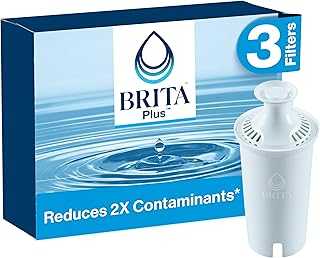 Plus Water Filter, BPA-Free, High-Density Replacement Filter for Pitchers and Dispensers, Reduces 2x Contaminants*, Lasts Two Months or 40 Gallons, Includes 3 Filters