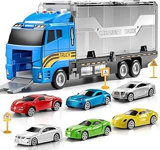 Transport Truck Toy Set with Play Mat, Carrier Truck Toys for Kids Toddlers, Die-Cast Metal Toy Car Set, Truck Car Kids Toys Christmas Birthday Gift for Age 3 4 5 6 + Years Old Boys Girls