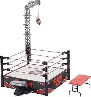 WWE Wrekkin' Kickout Ring Playset with Accessories & 2 Play Modes, Includes Launcher, Crane, WWE Championship & More, 13-inch x 20-inch