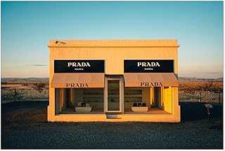 Prada Marfa at Sunrise, Valentine 01 - Valentine Texas Desert Architecture Minimalist Fashion Landscape Sunset Travel Poster Photography Unframed Wall Art Print 5 x 7 inches