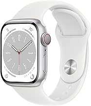 Apple Watch Series 8 [GPS + Cellular, 41mm] - Silver Aluminum Case with White Sport Band, S/M (Renewed)