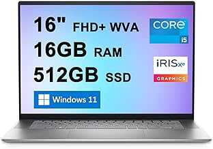 Dell Inspiron 16 5000 5620 Business Laptop 16 FHD+ WVA Anti-Glare Comfortview Plus Display 12th Gen Intel 10-Core i5-1235U 16GB DDR4 512GB SSD Backlit Fingerprint FHD Webcam HDMI Win11 Silver Renewed