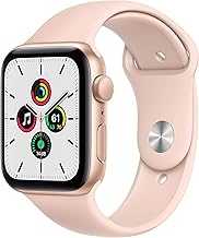 Apple Watch SE (GPS, 44mm) - Gold Aluminum Case with Pink Sand Sport Band (Renewed)